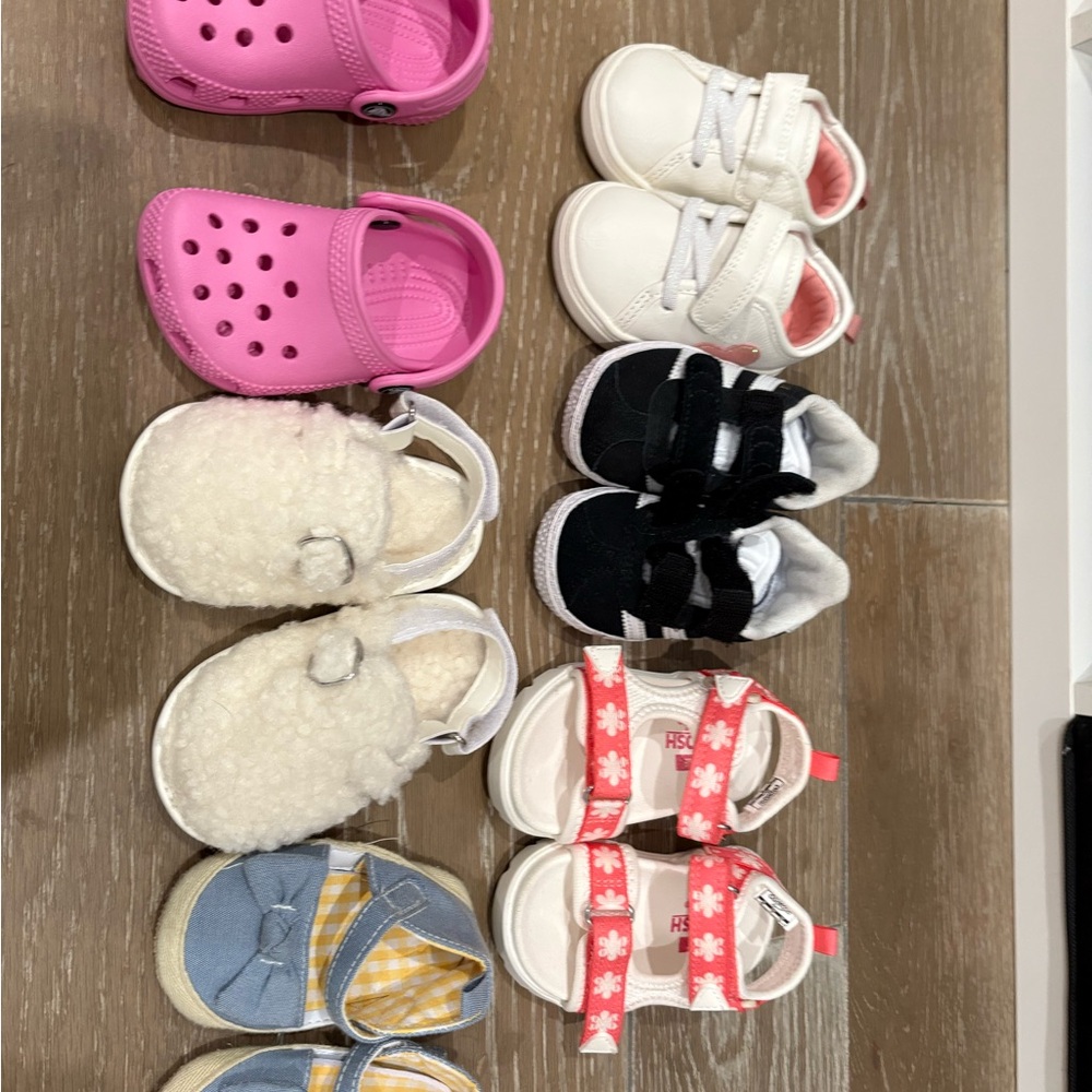 Bundle of kids shoes (gazelles, crocs, osh kosk b'gosh)